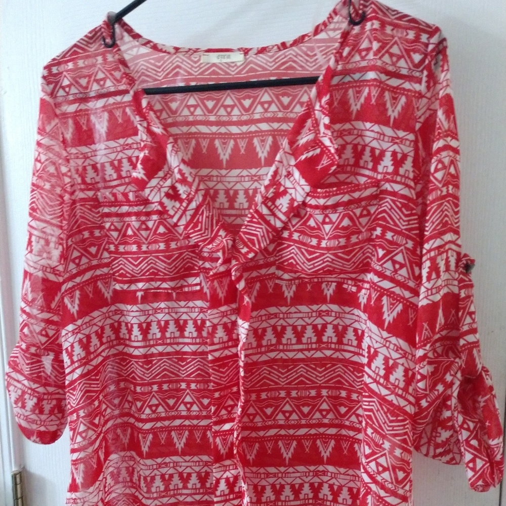 Red print shirt